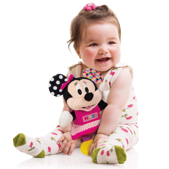 Baby Clementoni Disney Baby Βρεφικό Παιχνίδι Minnie Χνουδωτό-Κουδουνίστρα Για 6+ Μηνών