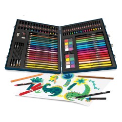 HappiHobbi Κασετίνα Ζωγραφικής Deluxe Δεινόσαυρος Με 100 Αξεσουάρ Για 3+ Χρονών