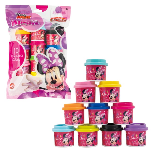AS Πλαστελίνη Disney Minnie Σακουλάκι Με 10 Βαζάκια Και Καπάκια Καλουπάκια 280gr AS Πλαστελίνη Disney Minnie Σακουλάκι Με 10 Βαζάκια Και Καπάκια Καλουπάκια 280gr