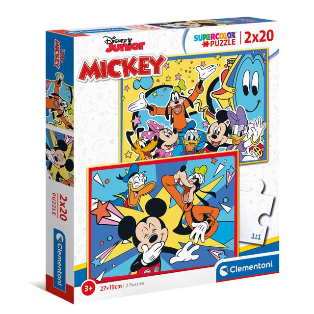 Clementoni Παιδικό Παζλ Super Color Mickey 2x20 τμχ Clementoni Παιδικό Παζλ Super Color Mickey 2x20 τμχ
