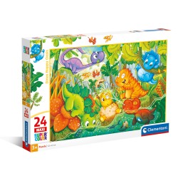 Clementoni Παιδικό Παζλ Maxi Super Color Dinos Happy Oasis 24 τμχ
