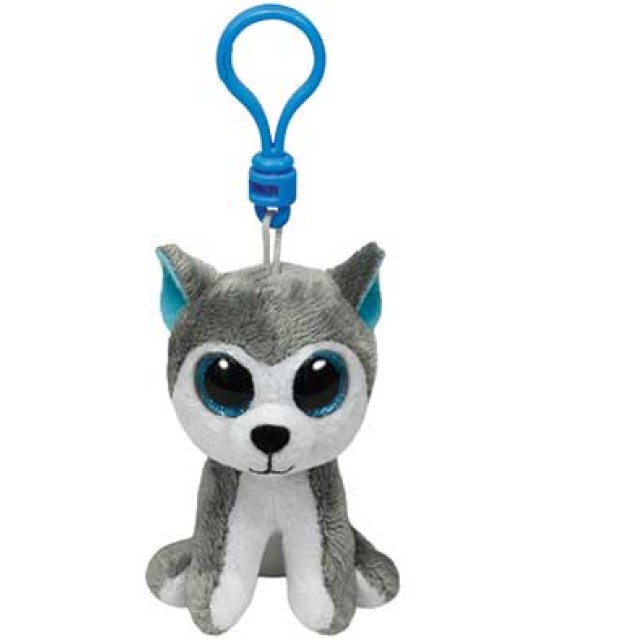 TY Beanie Boos Slush Χνουδωτό Κλιπ Σκυλάκι Λευκό Και Γκρι 8.5εκ