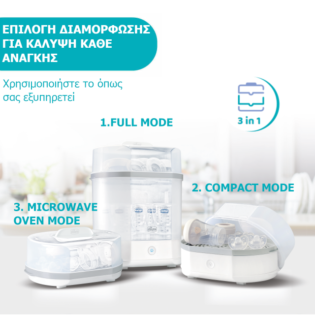 Chicco Βρεφικός Αποστειρωτής Μπιμπερό Ηλεκτρικός 3 Σε 1 Chicco Βρεφικός Αποστειρωτής Μπιμπερό Ηλεκτρικός 3 Σε 1