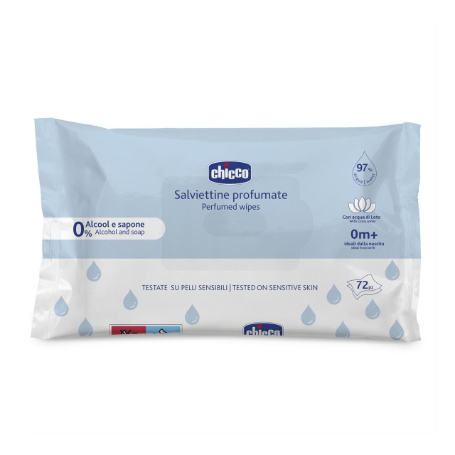 Chicco Μωρομάντηλα Με 97% Νερό Χωρίς Καπάκι 72τμχ