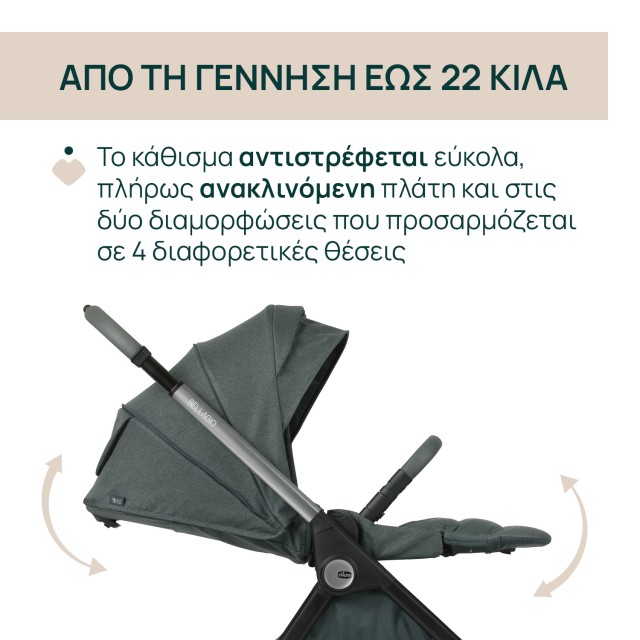 Chicco Καρότσι Μωρού Trio Bellagio Fir Tree για Παιδί έως 22kg Chicco Καρότσι Μωρού Trio Bellagio Fir Tree για Παιδί έως 22kg