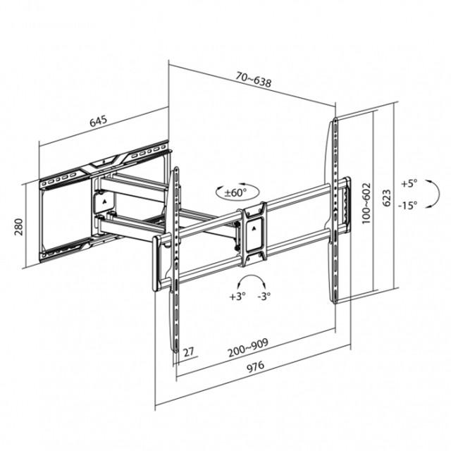 SUPERIOR 50"-105" FULL MOTION EXTRA SLIM - TV BRACKET