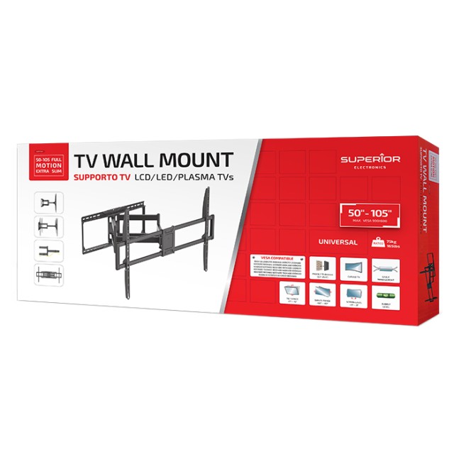 SUPERIOR 50"-105" FULL MOTION EXTRA SLIM - TV BRACKET