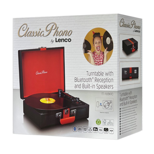 LENCO CLASSIC PHONO TT-110BKRD LENCO CLASSIC PHONO TT-110BKRD