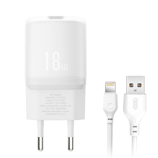 XO L157(EU) QC3.0 18W CHARGER WITH LIGHTNING CABLE (NB103)