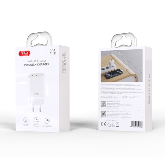 XO L145 20WUSB-C +L PORT BI-DIRECTIONAL REVERSE CHARGER FAST CHARGER