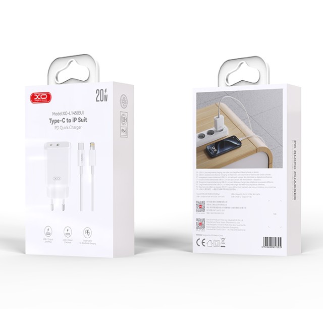 XO L145 20W USB-C + L PORT BI-DIRECTIONAL REVERSE CHARGER  C TO iP CABLE SET