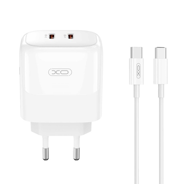 XO L140 (EU) 35W GAN NITRIDE (2 USB-C) FAST CHARGING CHARGER WITH TYPE-C CABLE (NB-Q190A)
