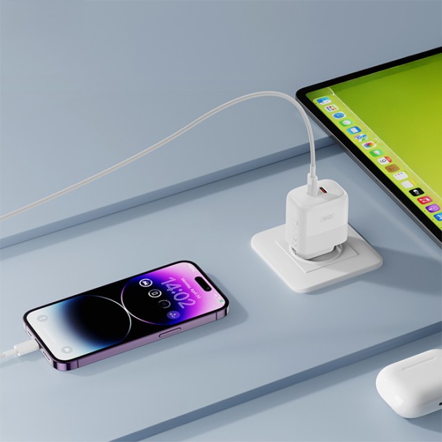 XO L140 (EU) 35W GAN NITRIDE (2 USB-C) FAST CHARGING CHARGER WITH TYPE-C CABLE (NB-Q190A)