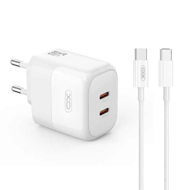 XO L140 (EU) 35W GAN NITRIDE (2 USB-C) FAST CHARGING CHARGER WITH TYPE-C CABLE (NB-Q190A)