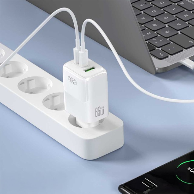 XO L139 (EU) 65W GAN NITRIDE (1USB-A 45W + 2 USB-C 65W) FAST CHARGING CHARGER WITH TYPE-C CABLE (NB1
