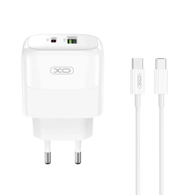 XO L138 (EU) 30W GAN NITRIDE (1 USB-A + 1 USB-C) FAST CHARGING CHARGER WITH TYPE-C CABLE (NB190A)