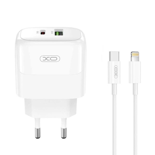 XO L137 (EU) PD20W/QC18W (1 USB-A + 1 USB-C) FAST CHARGING CHARGER WITH LIGHTNING CABLE (NB189A)