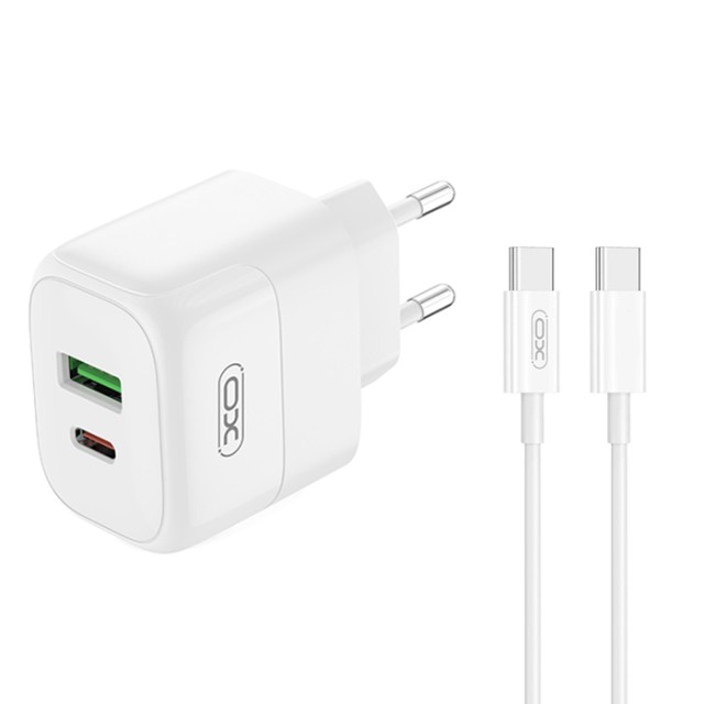 XO L137 (EU) PD20W/QC18W (1 USB-A + 1 USB-C) FAST CHARGING CHARGER WITH TYPE-C CABLE (NB190A)