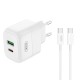 XO L137 (EU) PD20W/QC18W (1 USB-A + 1 USB-C) FAST CHARGING CHARGER WITH TYPE-C CABLE (NB190A)