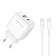 XO L137 (EU) PD20W/QC18W (1 USB-A + 1 USB-C) FAST CHARGING CHARGER WITH TYPE-C CABLE (NB190A)