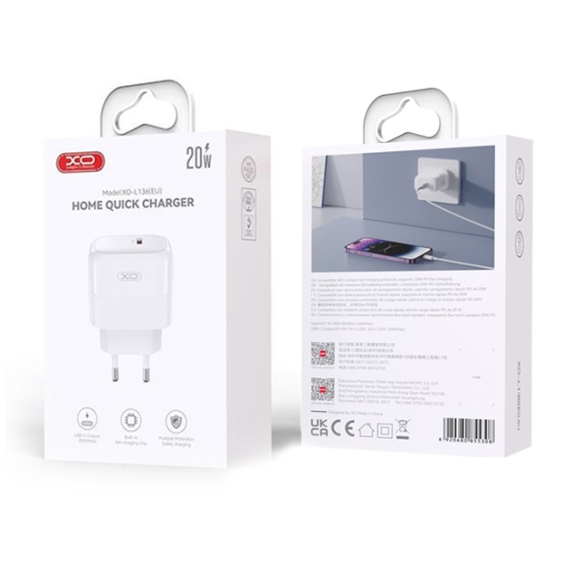XO L136 (EU) PD20W 1 USB-C FAST CHARGING CHARGER