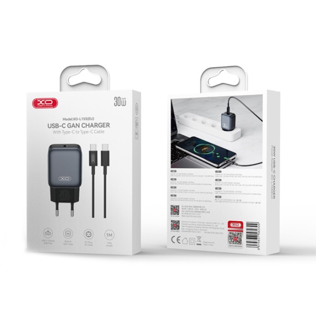 XO L155 (EU) PD30W 1 USB-C FAST CHARGER WITH TYPE-C CABLE