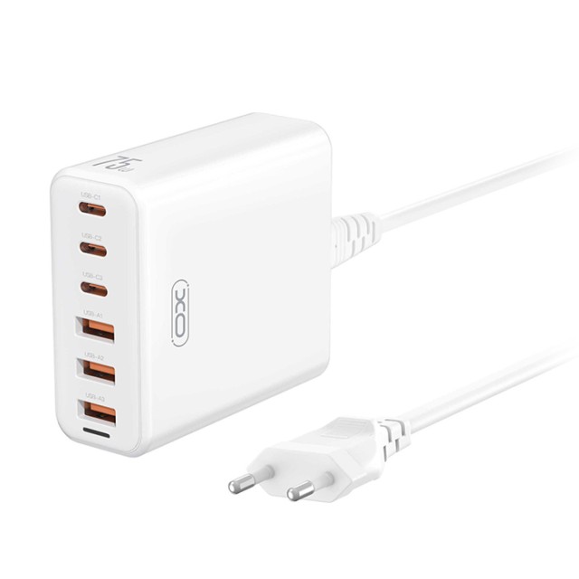 XO L133 (EU) 75W GAN 3A + 3C FAST CHARGER WITH 1.5m POWER CORD