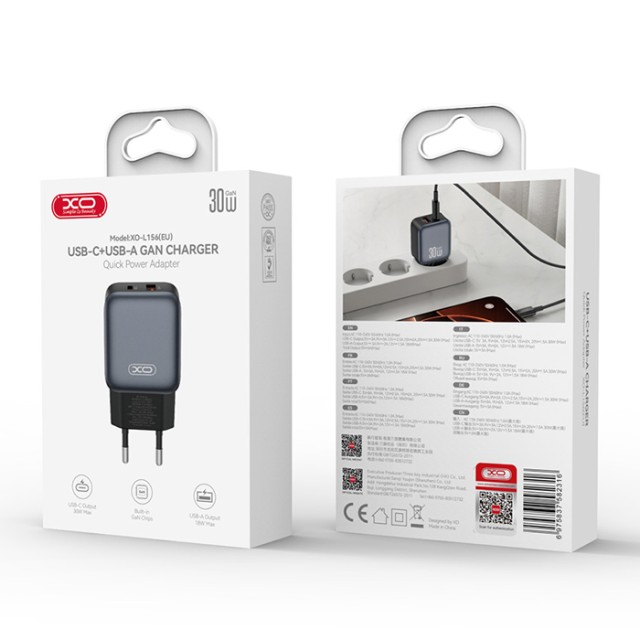 XO L156 (EU) PD30W/QC18W (1A 1C) FAST CHARGER