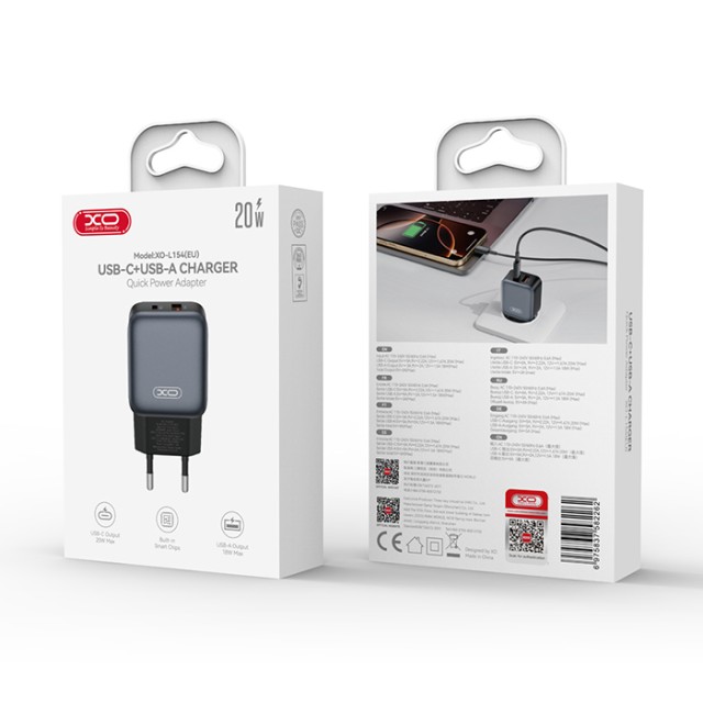 XO L154 (EU) PD20W/QC18W (1A 1C) FAST CHARGER