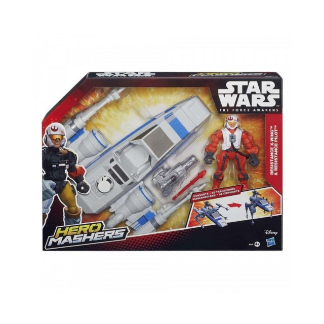 HASBRO HERO MASHERS STAR WARS THE FORCE AWAKENS - RESISTANCE X-WING &RESISTANCE PILOT (B3702)