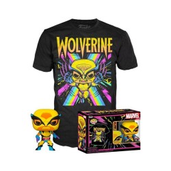 Funko Pop! Tees: Marvel X-Men Wolverine (Blacklight) (Special Edition) #802 Bobble Head Vinyl Figure & T-Shirt - M