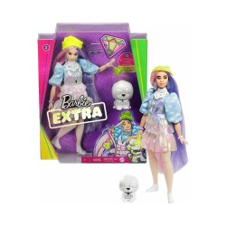 Mattel Barbie Extra: Curvy Doll with Shimmer Look and Pet Puppy (GVR05)