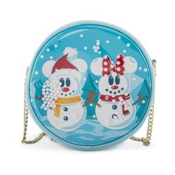 Loungefly Disney Snowman Mickey Minnie Snow Globe Crossbody Bag (WDTB2339)