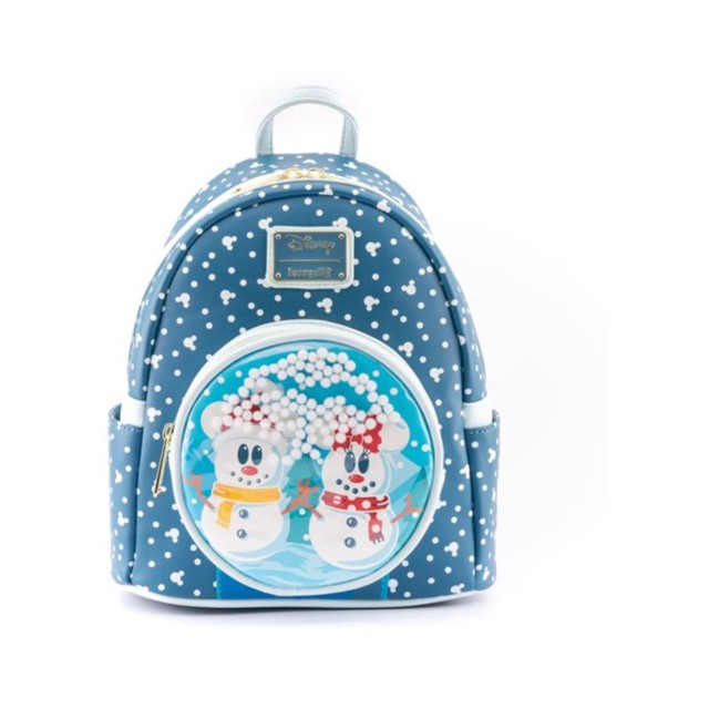 Loungefly Disney Snowman Minnie Mickey Snow Globe Mini Backpack (WDBK1850)