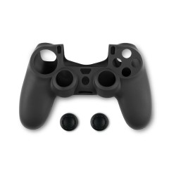 Spartan Gear - Controller Silicon Skin Cover and Thumb Grips (compatible with playstation 4) (colour: Black)