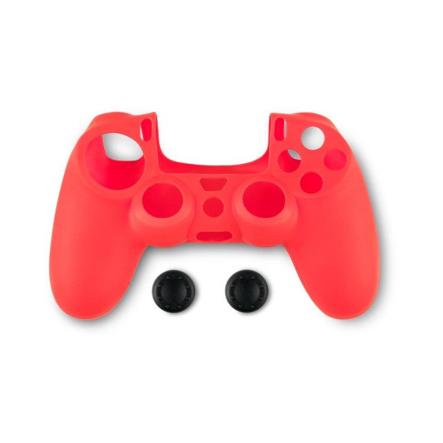 Spartan Gear - Controller Silicon Skin Cover and Thumb Grips (compatible with playstation 4) (colour: Red)