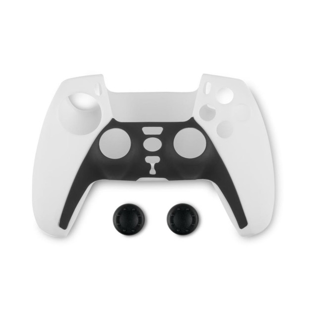 Spartan Gear - Controller Silicon Skin Cover and Thumb Grips (compatible with playstation 5) (colour: Black/White)