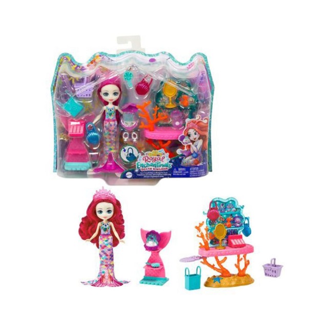 Mattel Enchantimals Royals: Ocean Kingdom - Ocean Treasures Shop (Milagra Mermaid & Scallop) Mermaid Set (HCF71)