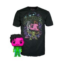 Funko Pop! & Tee (Adult): Marvel What If...? - Infinity Killmonger (Blacklight) (Special Edition) Bobble-Head Vinyl Figure & T-Shirt (S)