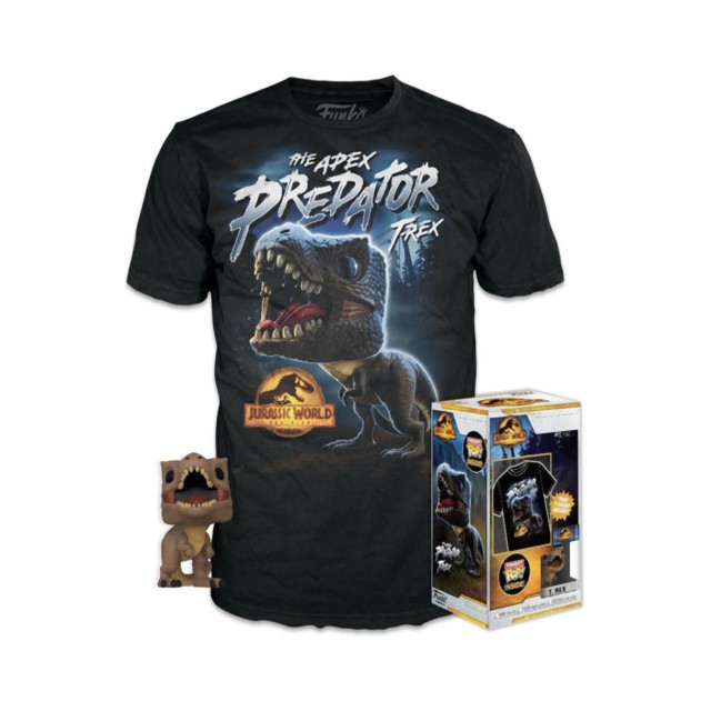 Funko Pocket Pop! & Tee (Child): Jurassic World Dominion - T-Rex Vinyl Figure and T Shirt (M)