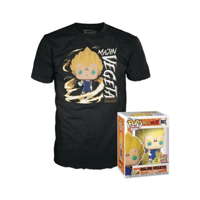 Funko Pop! & Tees (Adult): Dragon Ball Z - Majin Vegeta (Glows in the Dark) Vinyl Figure and T-Shirt (S)