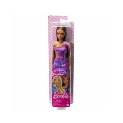 Mattel Barbie Purple Dress with Flowers - Dark Skin Doll Doll with Purple Dress (HGM57)