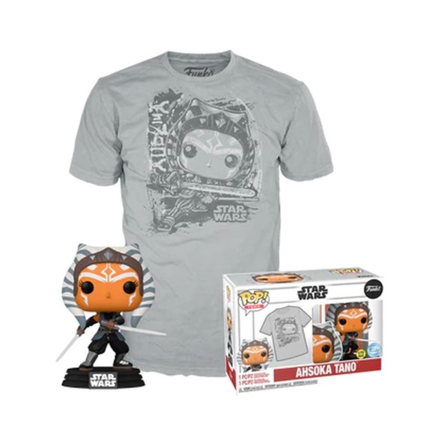 Funko Pop! & Tees (Adult): Disney Star Wars - Ahsoka Tano (Glows in the Dark) Bobble-Head Vinyl Figure & T-Shirt (M)