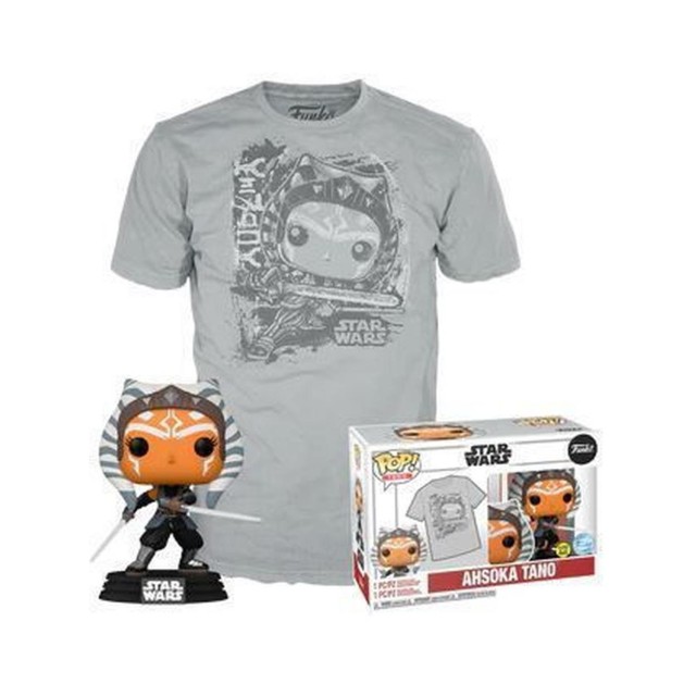 Funko Pop! & Tees (Adult): Disney Star Wars - Ahsoka Tano (Glows in the Dark) Bobble-Head Vinyl Figure & T-Shirt (L)