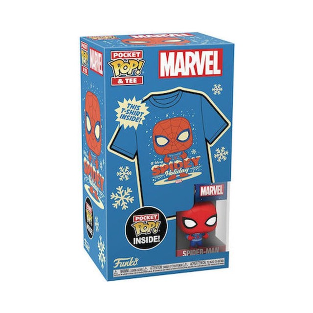 Funko Pocket Pop! & Tee (Child): Marvel - Holiday Spiderman Vinyl Figure & T-Shirt (M)