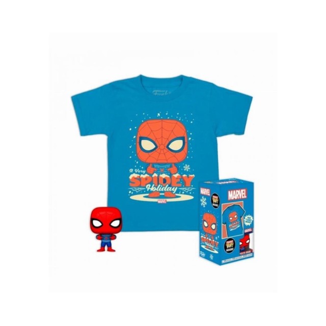 Funko Pocket Pop! & Tee (Child): Marvel - Holiday Spiderman Vinyl Figure & T-Shirt (XL)