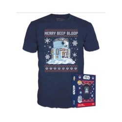 Funko Pocket Pop! & Tee (Child): Disney Star Wars - Holiday R2-D2 (Metallic) Vinyl Figure & T-Shirt (XL)