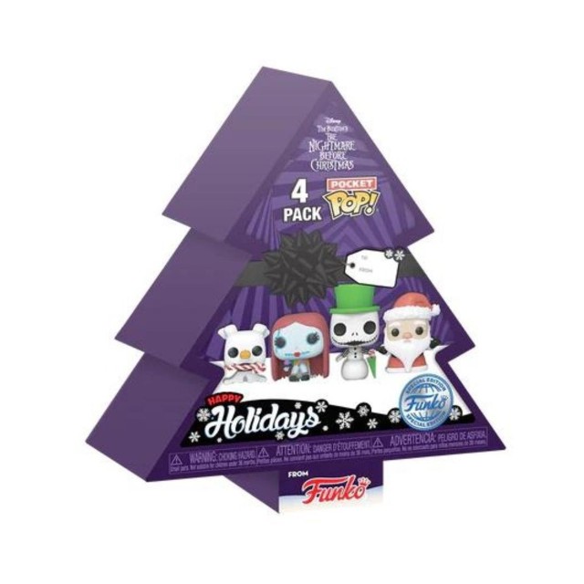 Funko Pocket Pop! 4-Pack: The Nightmare Before Christmas - Happy Holidays Tree Box Vinyl Figures Keychain