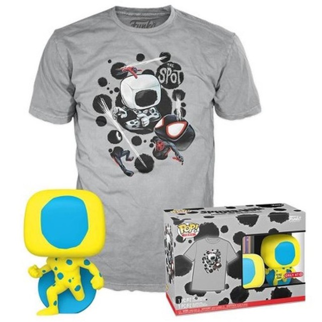 Funko Pop! & Tee (Adult) Marvel: Spider-Man Across the Spider-Verse - The Spot (Blacklight) (Special Edition) (Glows in the Dark) Bobble-Head Vinyl Figure and T-Shirt (S)