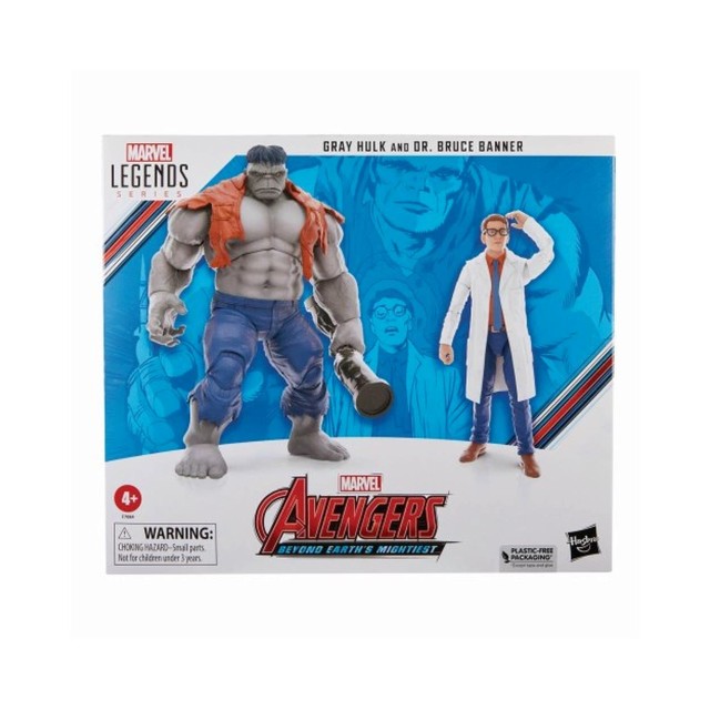 Hasbro Fans Marvel Avengers: Legends Series (60th Anniversary) - Beyond Earth's Mightiest - Gray Hulk and Dr. Bruce Banner Action Figures (Excl.) (F7084)